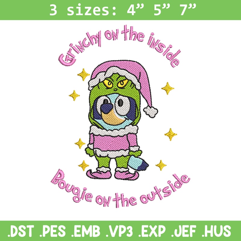 Bluey grinchy embroidery design, Bluey embroidery, Chrismas design, Embroidery file, Embroidery shirt,Digital download.jpg