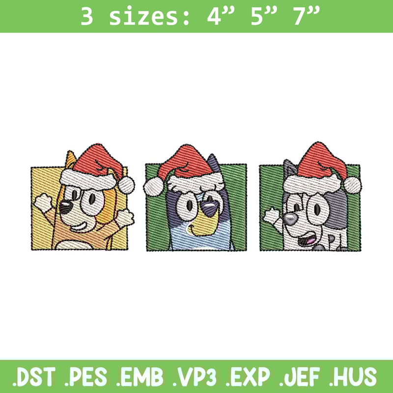 Bluey poster embroidery design, Bluey embroidery, Chrismas design, Embroidery file, Embroidery shirt,Digital download.jpg