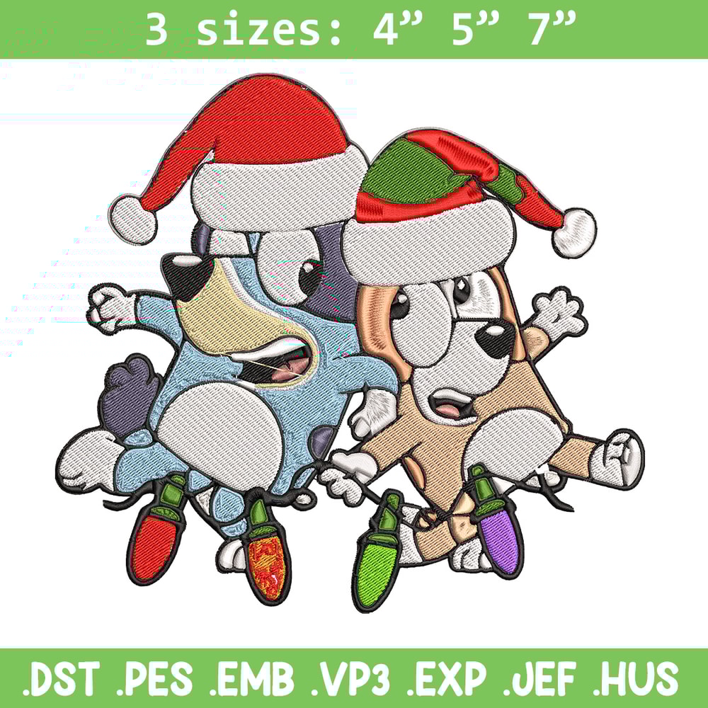 Bluey x Bingo Embroidery Design, Bluey Embroidery, Embroidery File, Chrismas Embroidery, Anime shirt, Digital download..jpg