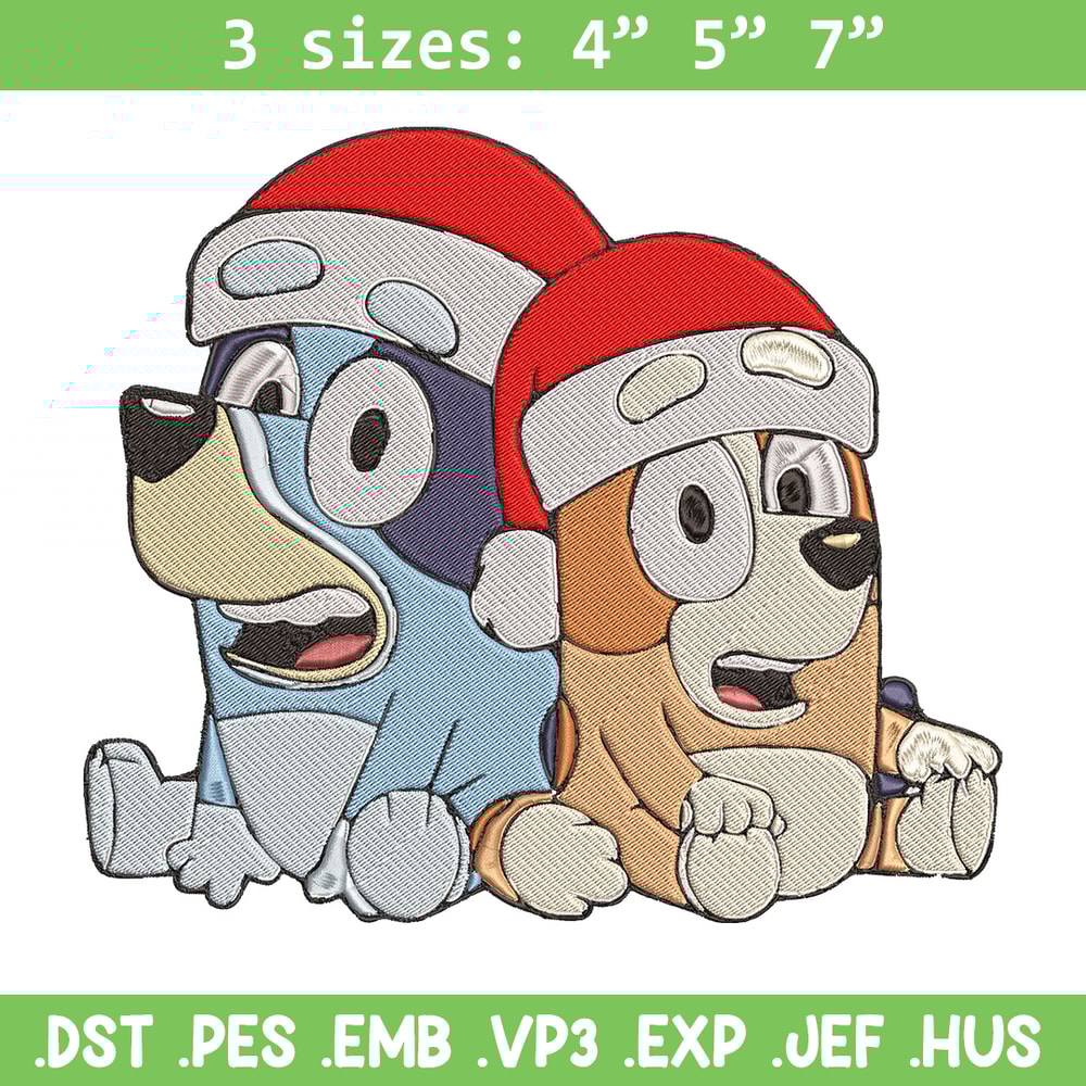 Bluey x Bingo Embroidery Design, Bluey Embroidery, Embroidery File, Chrismas Embroidery, Anime shirt, Digital download.jpg