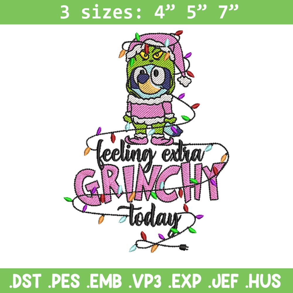 Bluey x grinch embroidery design, Bluey embroidery, Chrismas design, Embroidery file, Embroidery shirt, Digital download.jpg