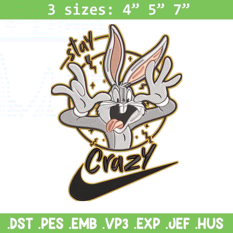 Bugs Bunny Embroidery Design, Looney Tunes Embroidery, Embroidery File, Nike Embroidery, Anime shirt, Digital download.jpg