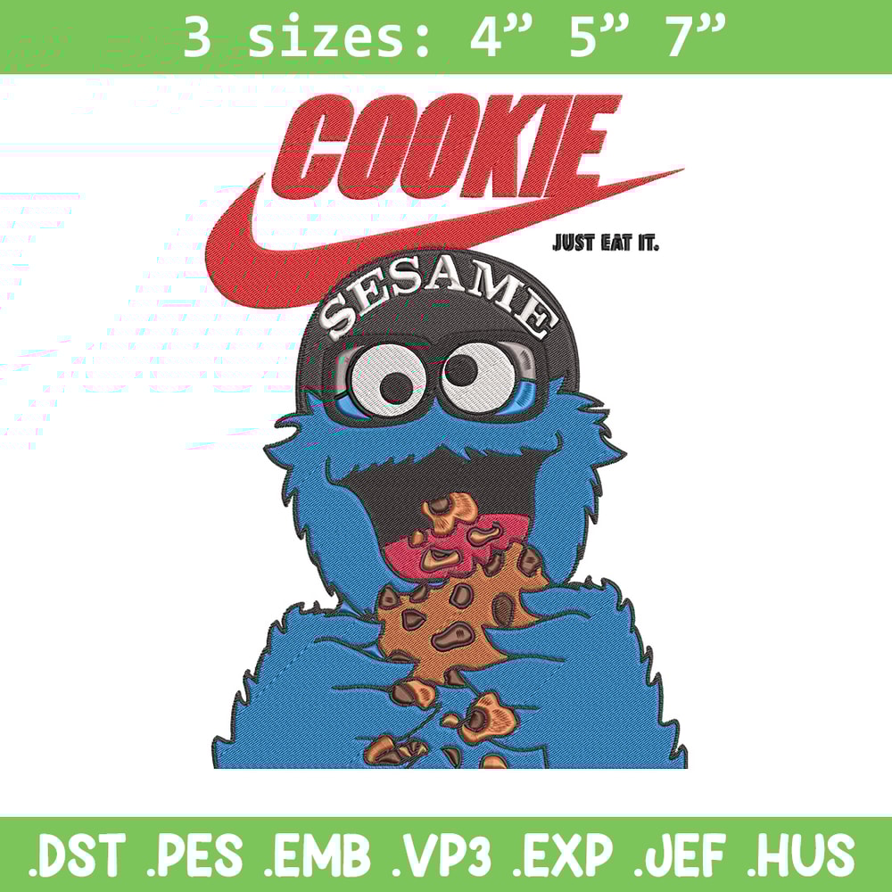 Cookie Monster x nike Embroidery Design, Cookie Monster Embroidery, Embroidery File, Nike Embroidery, Digital download.jpg