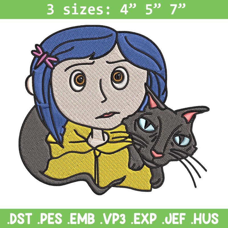 Coraline And Black Cat Embroidery Design, Coraline Embroidery, Embroidery File, Cartoon shirt, Digital download..jpg
