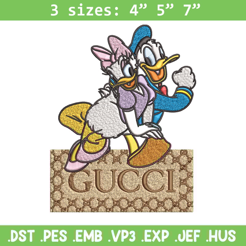 Daisy And Donald Duck Gucci Embroidery design, Disney Embroidery, cartoon design, Embroidery File, Instant download..jpg
