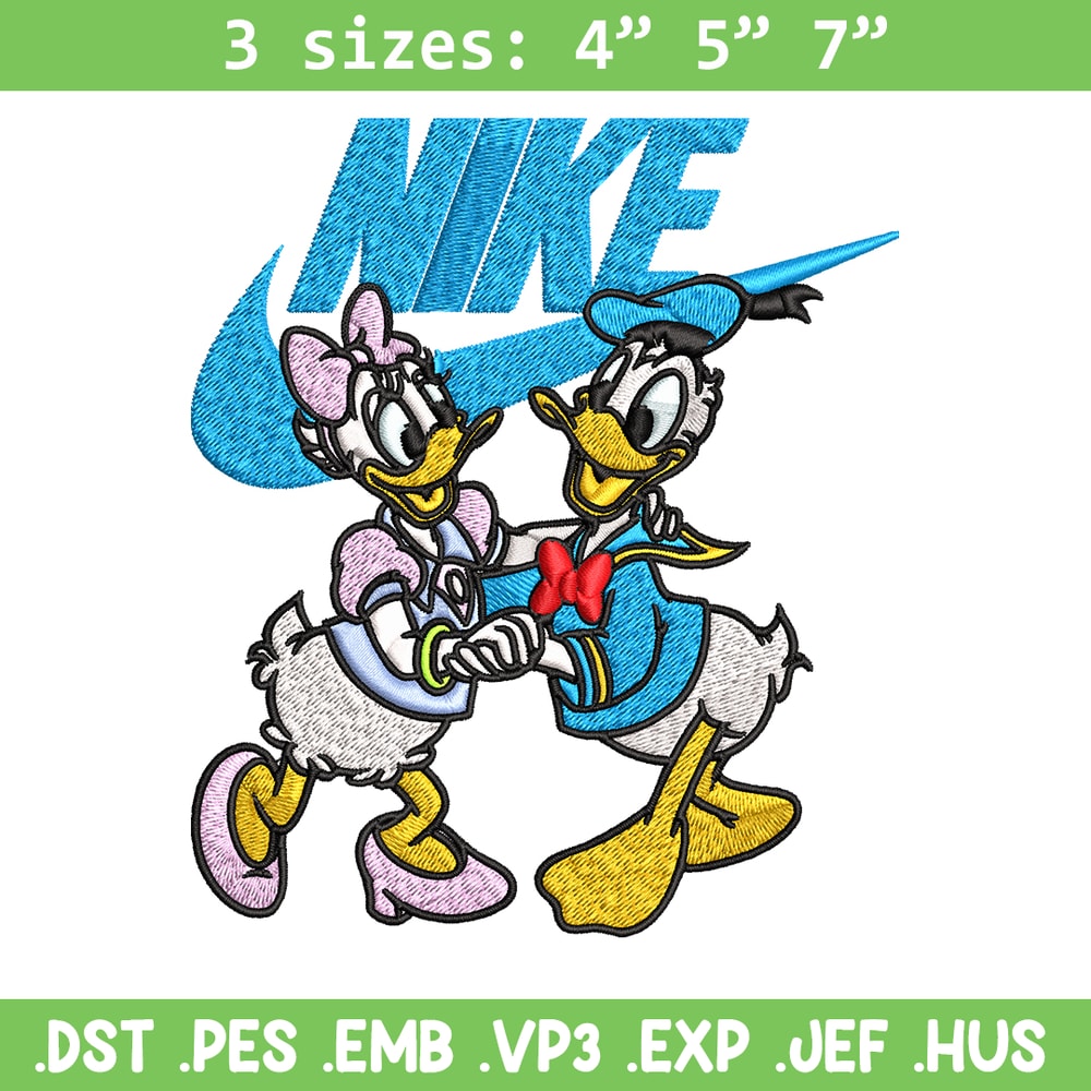 Daisy and Donald duck Nike Embroidery design, Cartoon Embroidery, Nike design, Embroidery file, Instant download.jpg