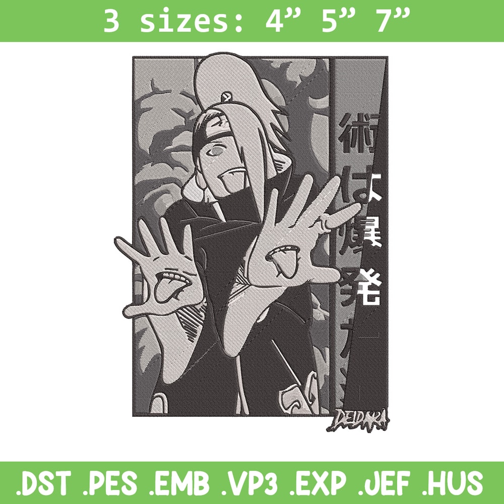 Deidara poster Embroidery Design, Naruto Embroidery, Embroidery File, Anime Embroidery, Anime shirt, Digital download.jpg