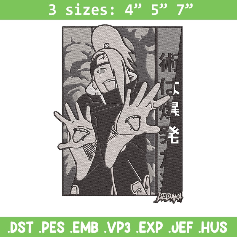 Deidara poster Embroidery Design, Naruto Embroidery, Embroidery File, Anime Embroidery, Anime shirt, Digital download.jpg
