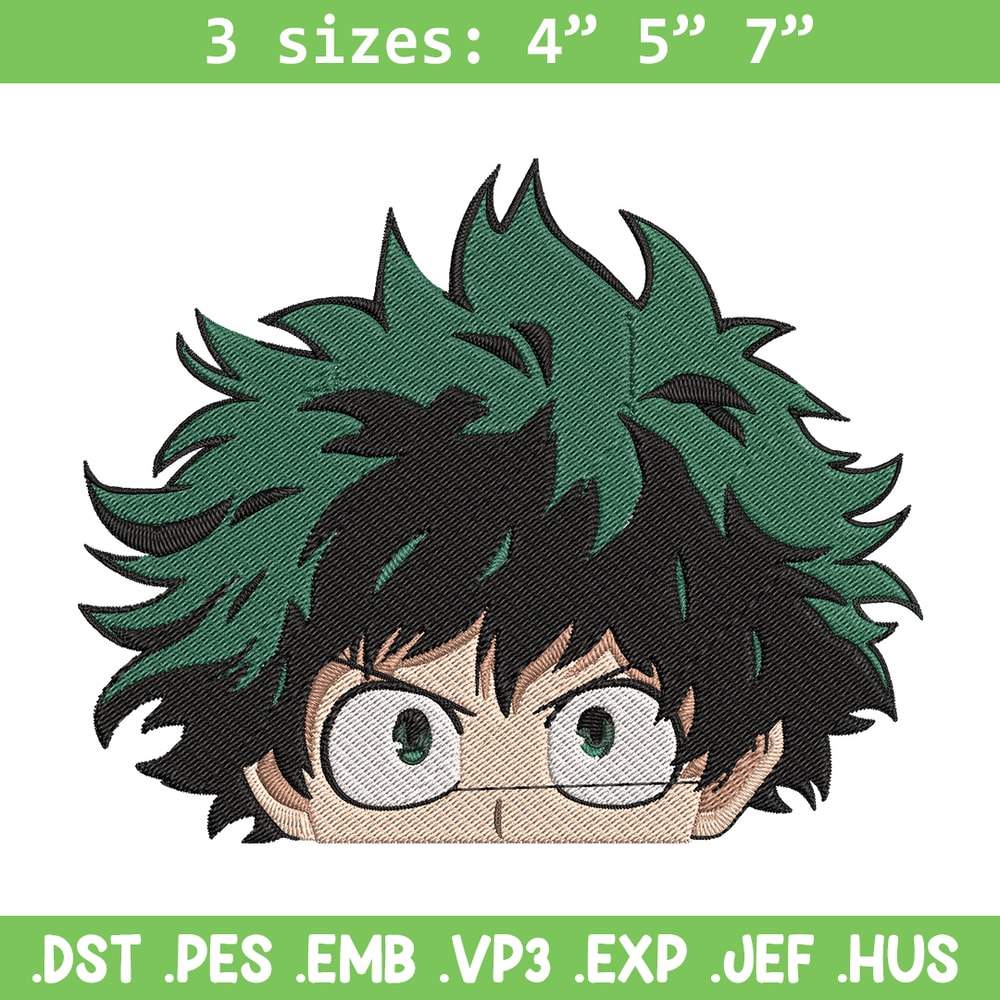 Deku face Embroidery Design, Mha Embroidery, Embroidery File, Anime Embroidery, Anime shirt, Digital download.jpg