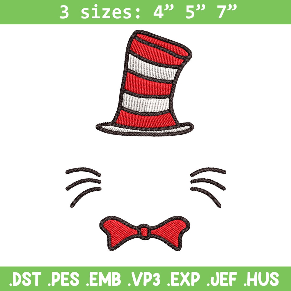 Dr Seuss Hat Embroidery Design, Dr seuss Embroidery, Embroidery File, logo shirt, Embroidery design, Digital download.jpg
