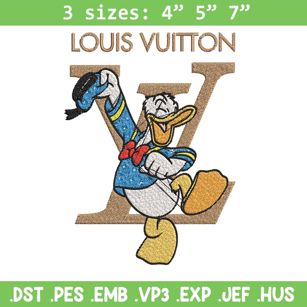 Duck cartoon lv Embroidery Design, LV Embroidery, Brand Embroidery, Embroidery File, Logo shirt, Digital download.jpg