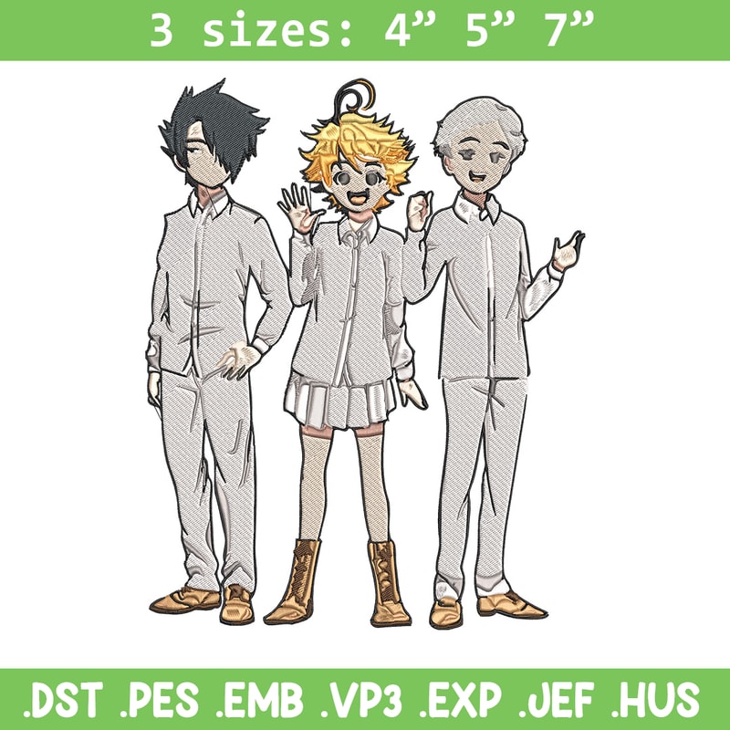 Emma friends Embroidery Design, Promised Neverland Embroidery, Embroidery File, Anime Embroidery, Digital download.jpg