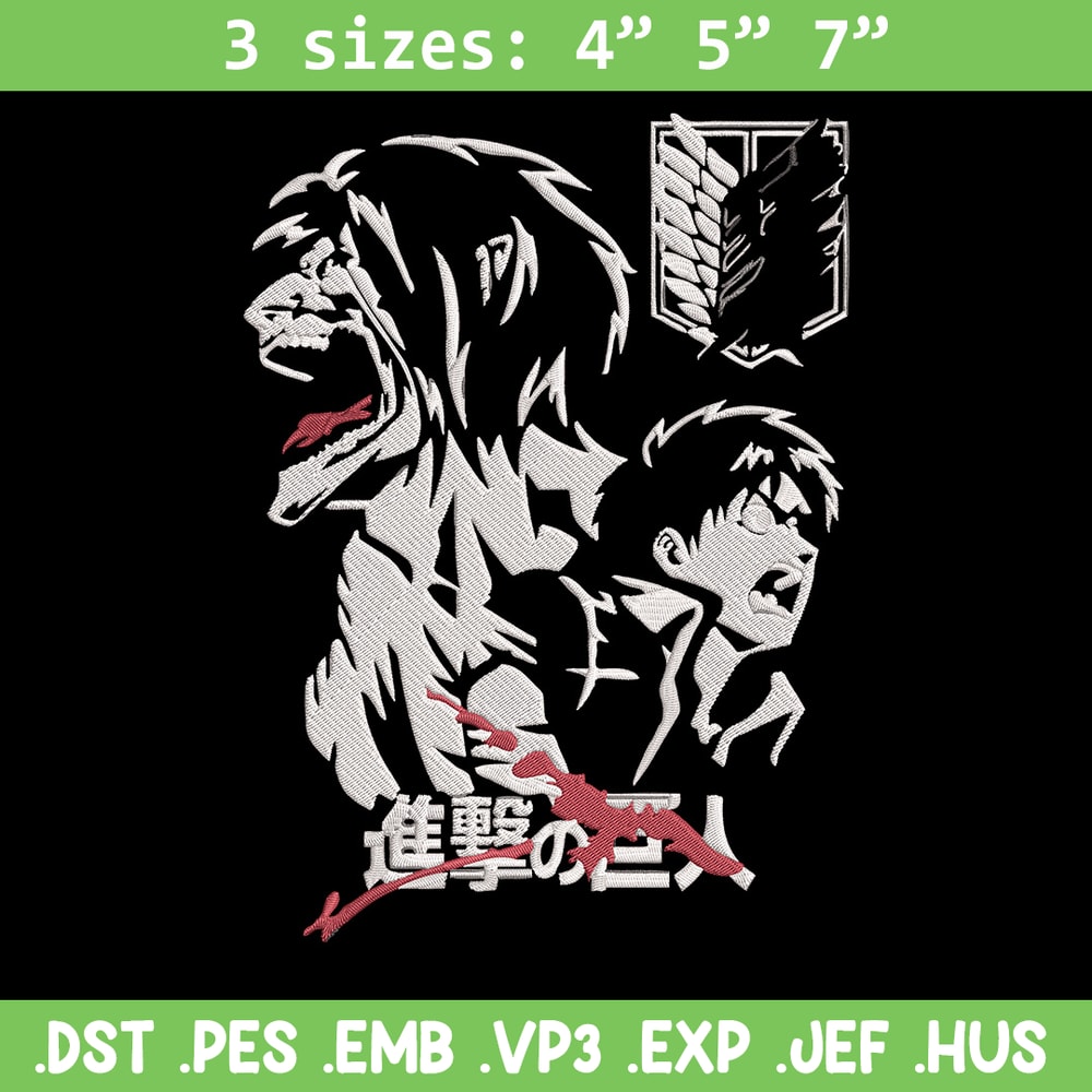 Eren poster Embroidery Design, Aot Embroidery, Embroidery File, Anime Embroidery, Anime shirt,Digital download..jpg