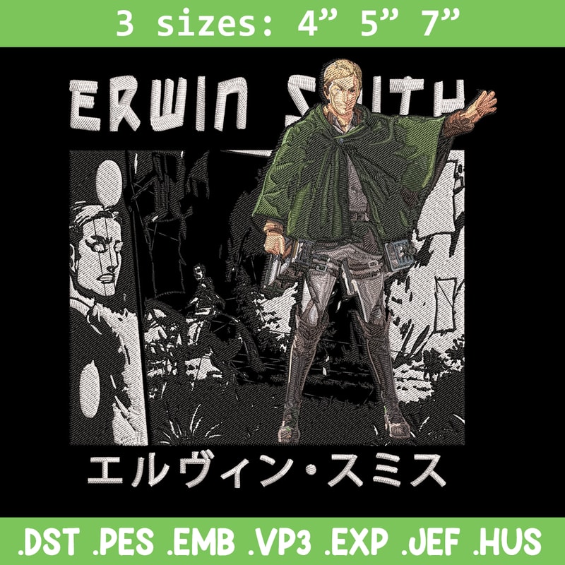 Erwin Smith Embroidery Design, Aot Embroidery, Embroidery File, Anime Embroidery, Anime shirt, Digital download.jpg