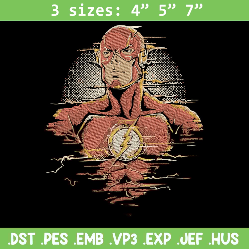 Flash poster Embroidery Design, DC comics Embroidery, Embroidery File, Anime Embroidery, Anime shirt, Digital download.jpg