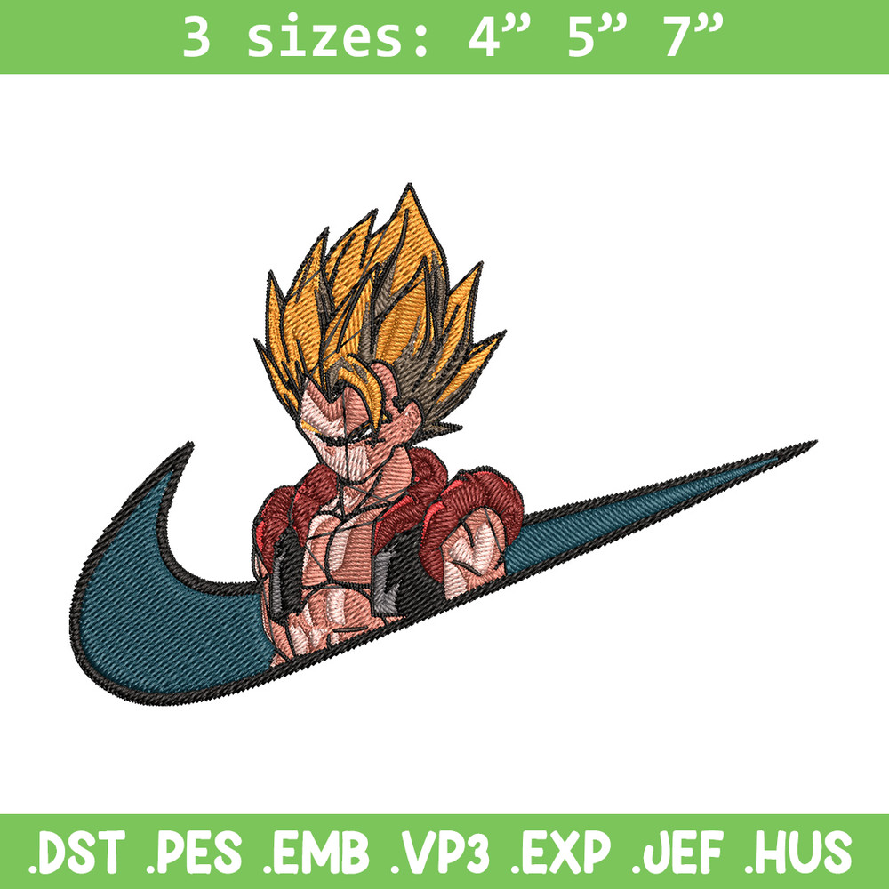 Gogeta x nike Embroidery Design, Dragonball Embroidery, Embroidery File, Nike Embroidery, Anime shirt, Digital download.jpg
