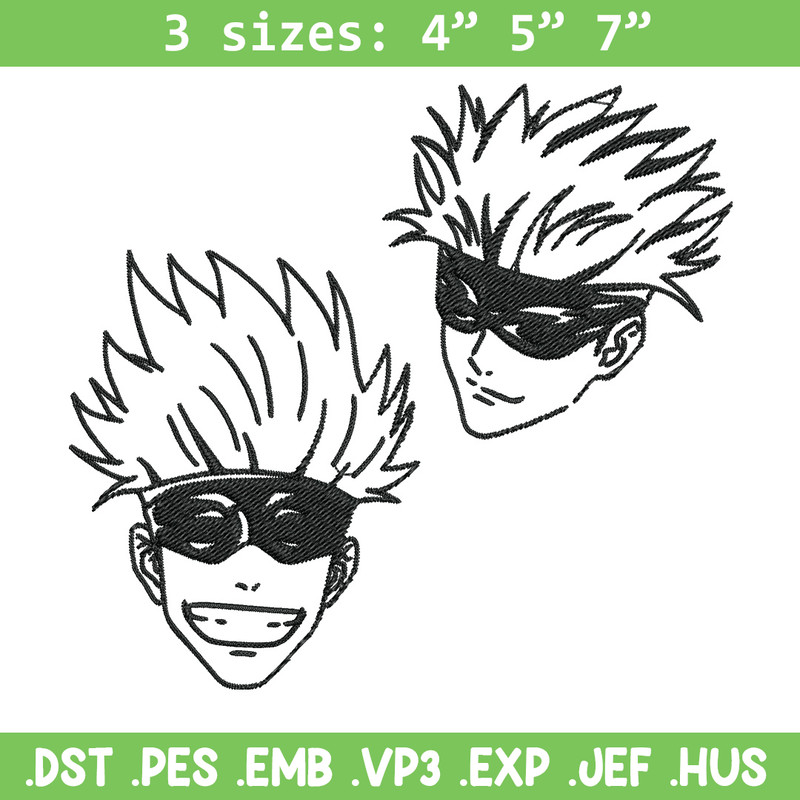 Gojo face Embroidery Design, Jujutsu Embroidery, Embroidery File, Anime Embroidery, Anime shirt, Digital download.jpg