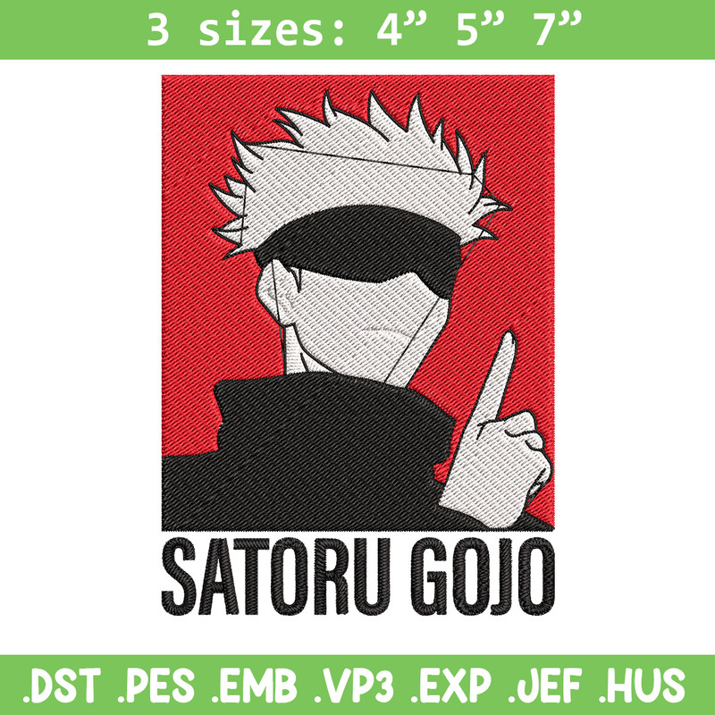 Gojo poster Embroidery Design, Jujutsu Embroidery, Embroidery File, Anime Embroidery,Anime shirt, Digital download.jpg