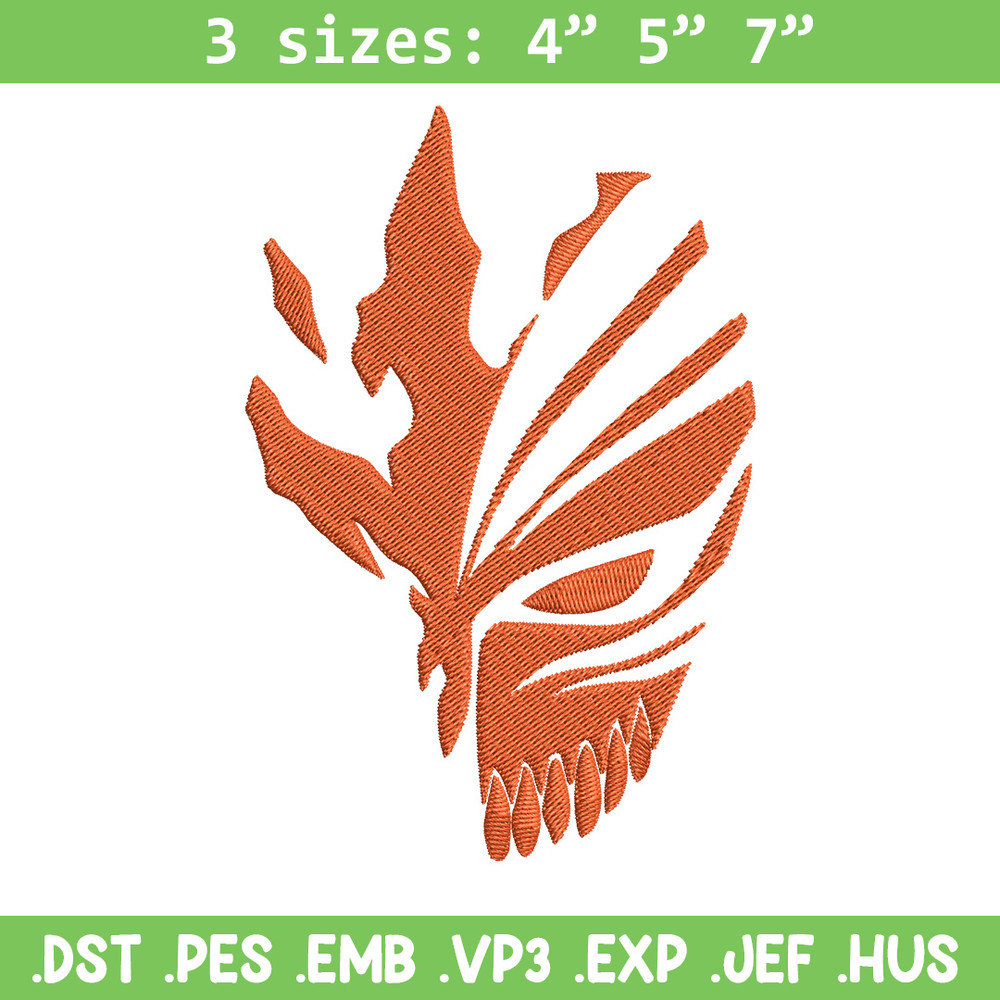 Ichigo mask Embroidery Design, Bleach Embroidery, Embroidery File, Anime Embroidery, Anime shirt, Digital download.jpg