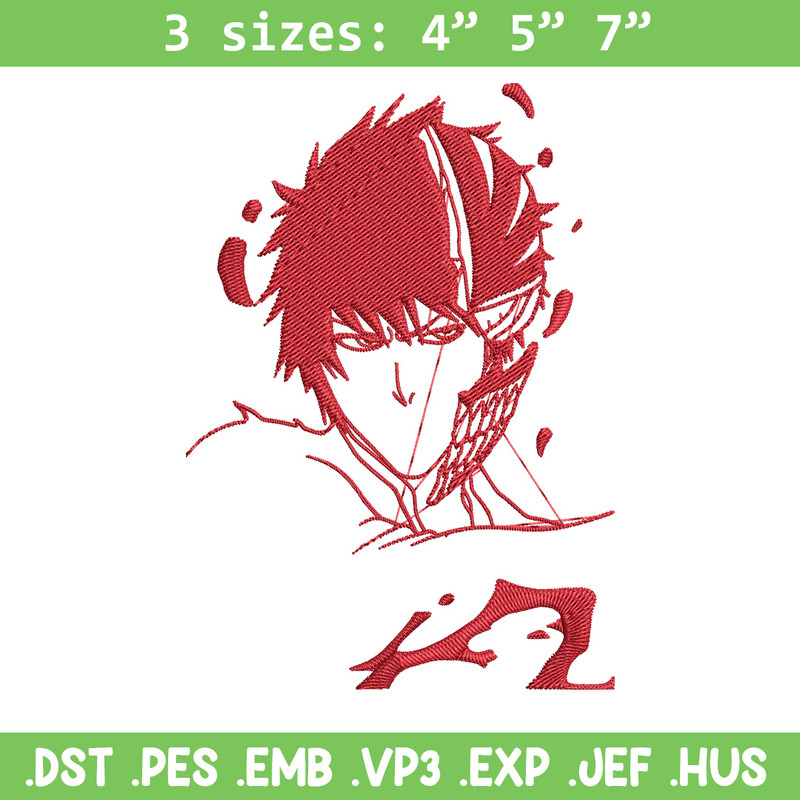 Ichigo poster Embroidery Design, Bleach Embroidery, Embroidery File, Anime Embroidery, Anime shirt, Digital download.jpg