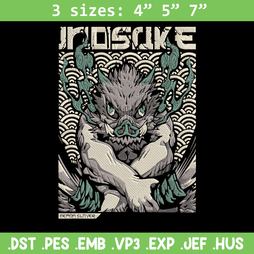 Inosuka poster Embroidery Design, Demon slayer Embroidery, Embroidery File,Anime Embroidery,Anime shirt,Digital download.jpg