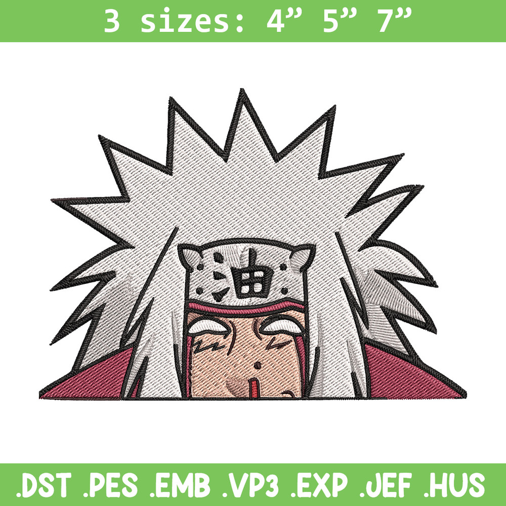 Jiraiya Peeker Embroidery Design, Naruto Embroidery, Embroidery File, Anime Embroidery, Anime shirt, Digital download.jpg