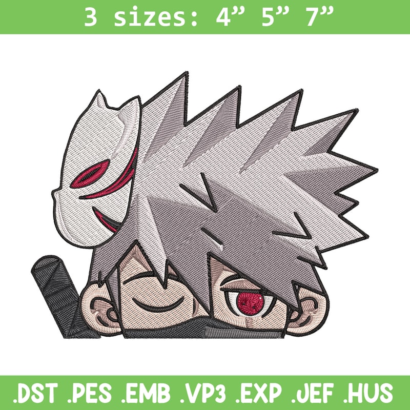 Kakashi Peeker Embroidery Design, Naruto Embroidery, Embroidery File, Anime Embroidery, Anime shirt, Digital download..jpg