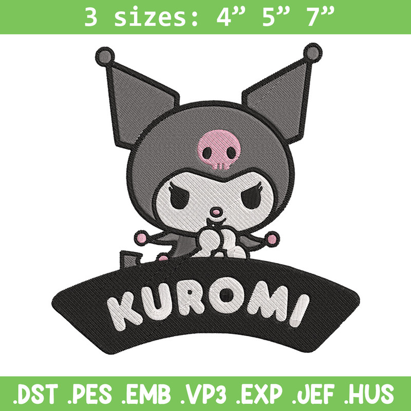 Kuromi logo Embroidery Design, Hello kitty Embroidery, Embroidery File, Anime Embroidery, Anime shirt, Digital download.jpg