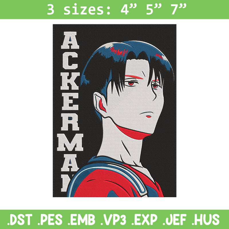 Levi Ackerman Embroidery Design, Aot Embroidery,Embroidery File, Anime Embroidery,Anime shirt,Digital download.jpg