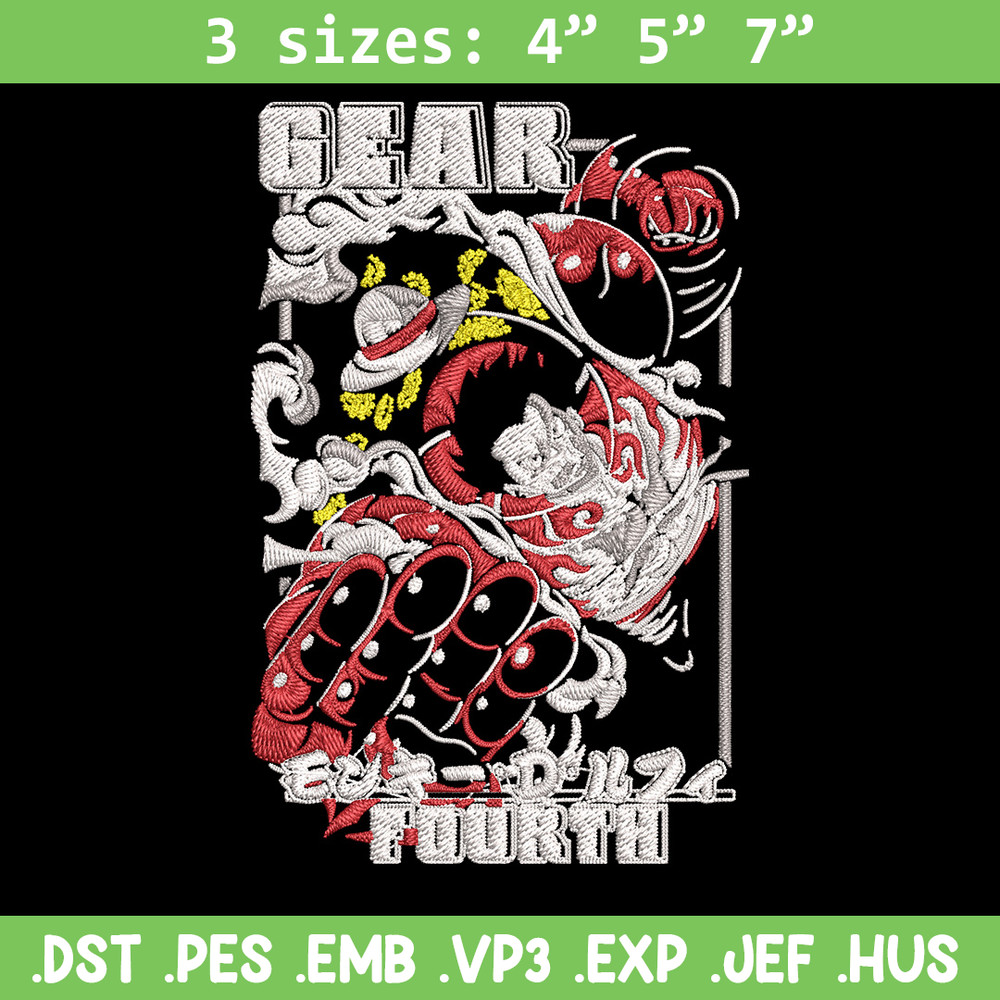 Luffy gear 4 Embroidery Design,One piece Embroidery, Embroidery File, Anime Embroidery, Anime shirt, Digital download..jpg