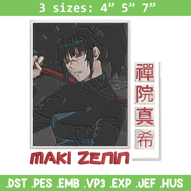 Maki poster Embroidery Design, Jujutsu Embroidery, Embroidery File, Anime Embroidery, Anime shirt,Digital download.jpg