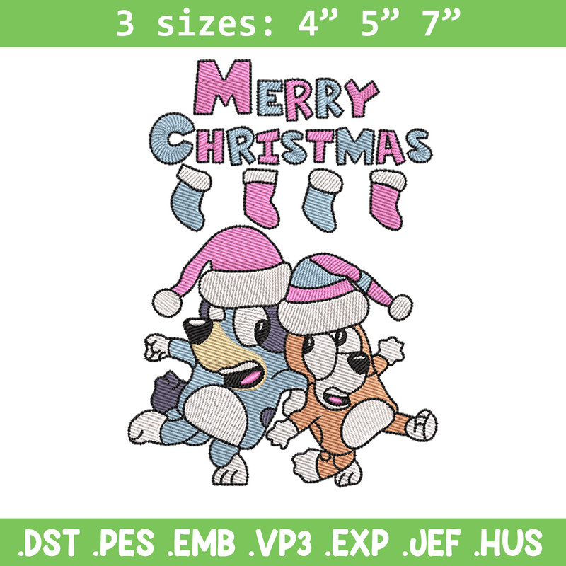 Merry chrismas embroidery design, Bluey embroidery, Chrismas design, Embroidery file, Embroidery shirt, Digital download.jpg