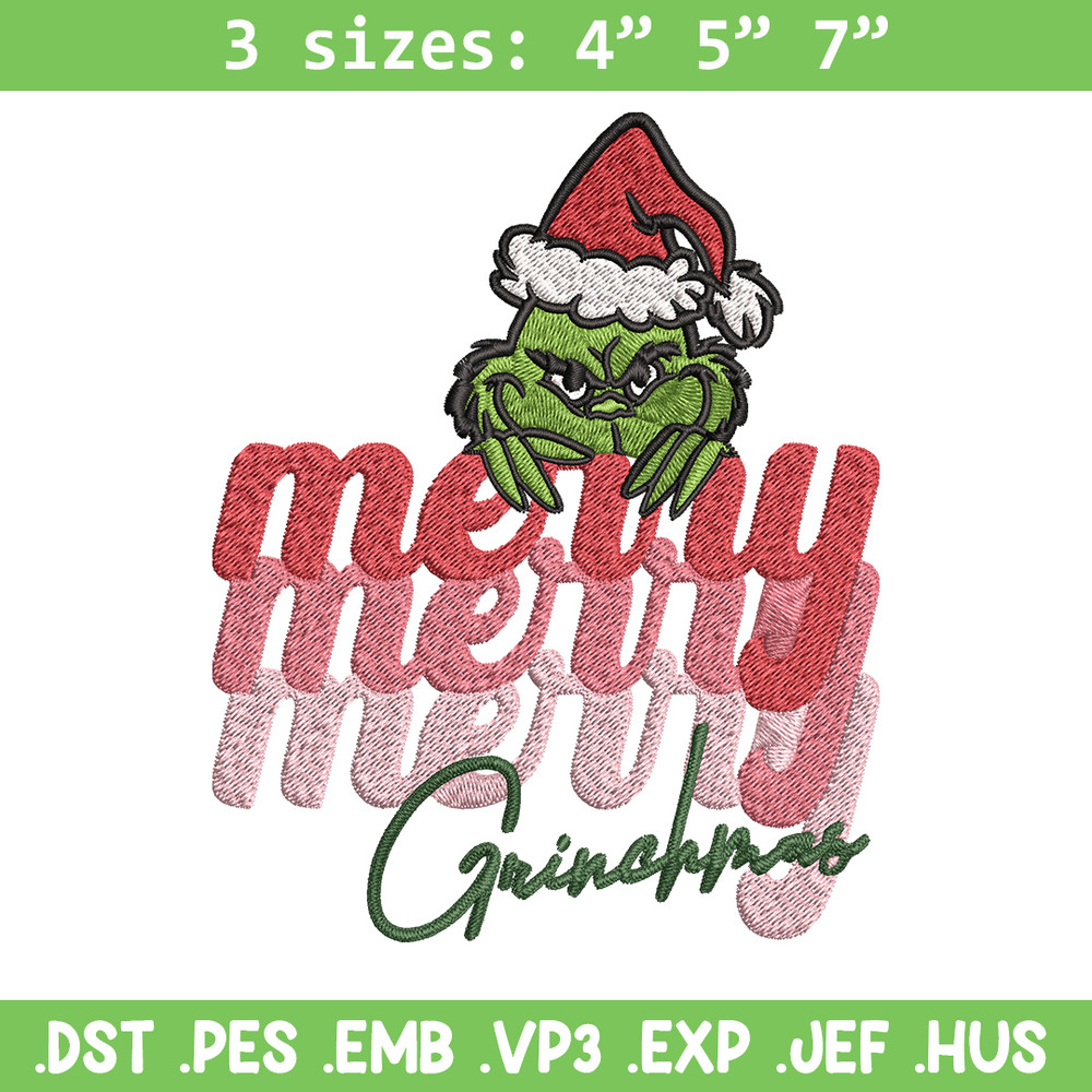 Merry Grinch logo Embroidery design, Grinch Christmas Embroidery, logo design, Embroidery File, Digital download..jpg