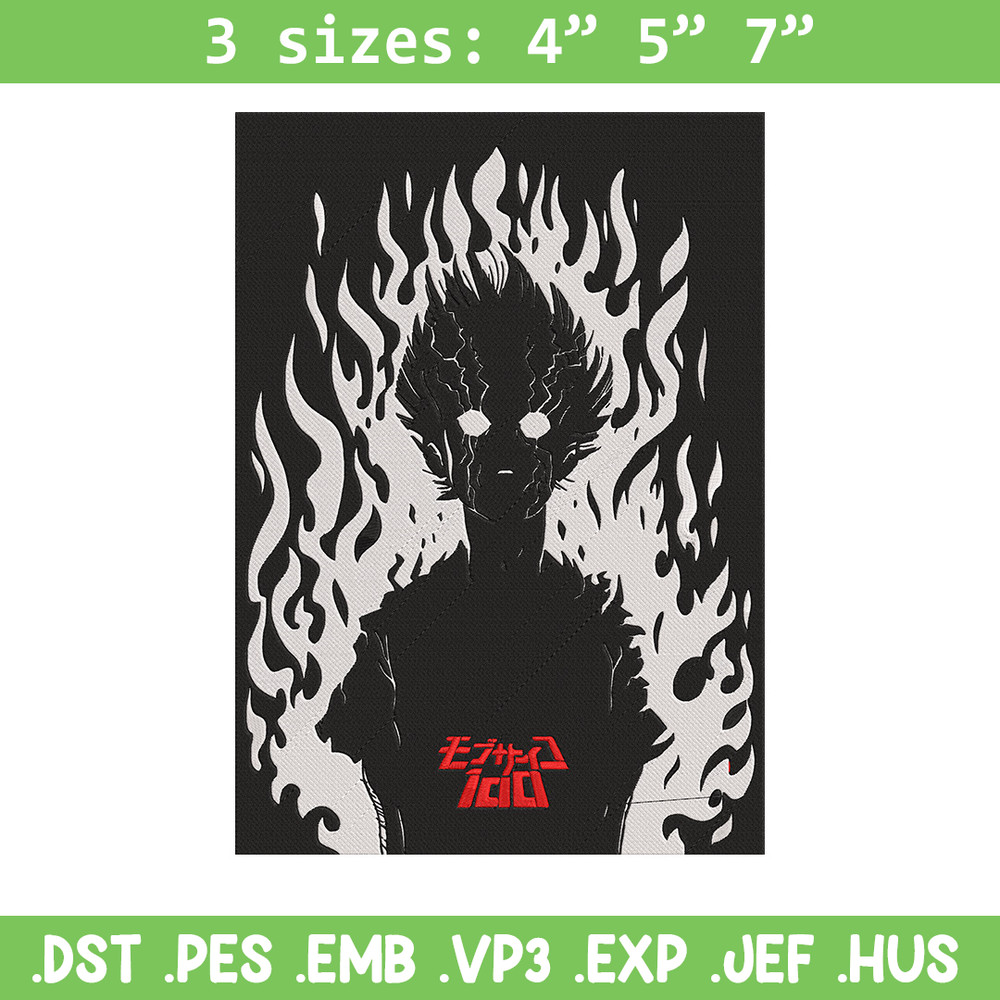 Mob 100 poster Embroidery Design, Mob 100 Embroidery, Embroidery File, Anime Embroidery, Anime shirt, Digital download.jpg
