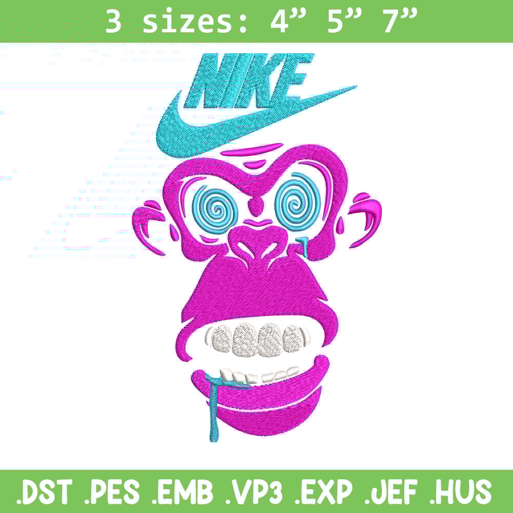 Monkey Nike Embroidery design, Monkey Embroidery, Nike design, Embroidery file, logo shirt, Instant download..jpg