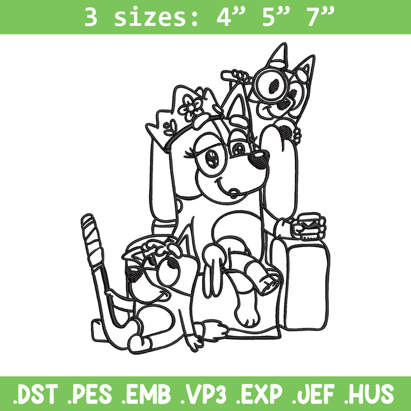 Mum bluey bingo Coloring Pages Embroidery, Bluey Embroidery, Embroidery File, cartoon design, Digital download..jpg