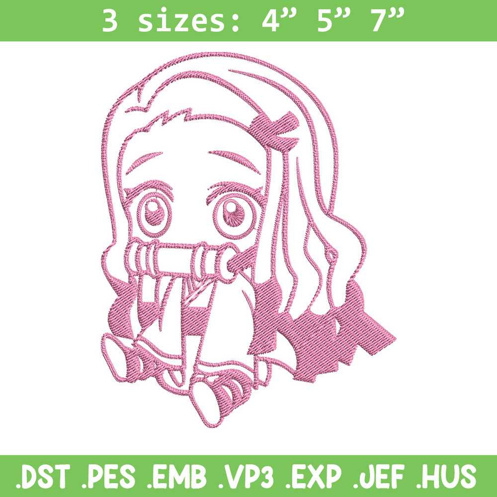 Nezuko chibi Embroidery Design, Demon slayer Embroidery, Embroidery File, Anime Embroidery, Digital download..jpg