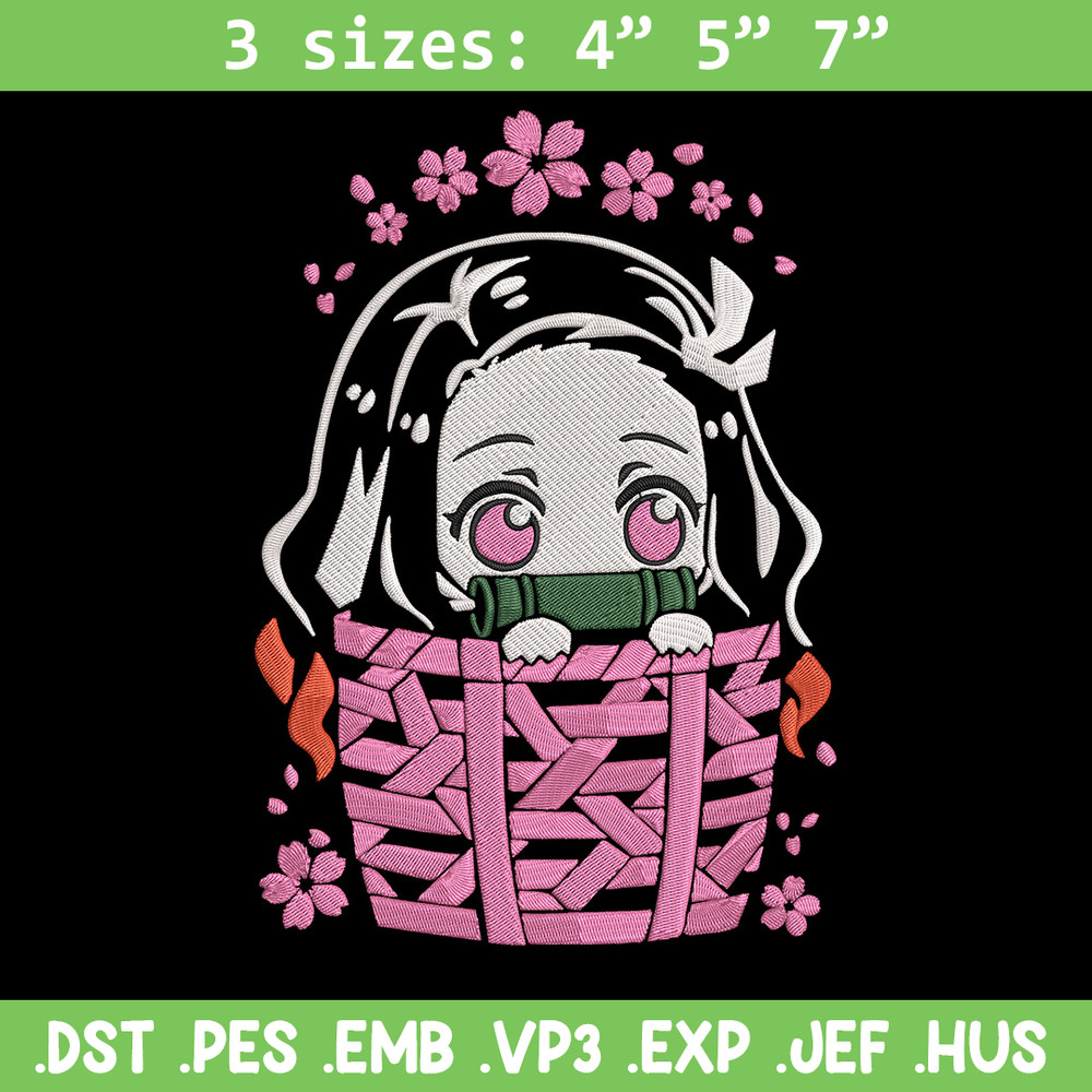 Nezuko chibi Embroidery Design, Demon slayer Embroidery, Embroidery File, Anime Embroidery,Digital download..jpg