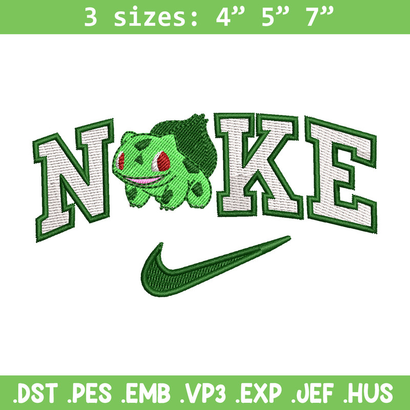 Nike bulbasaur embroidery design, Pokemon embroidery, Nike design, Embroidery shirt, Embroidery file,Digital download.jpg