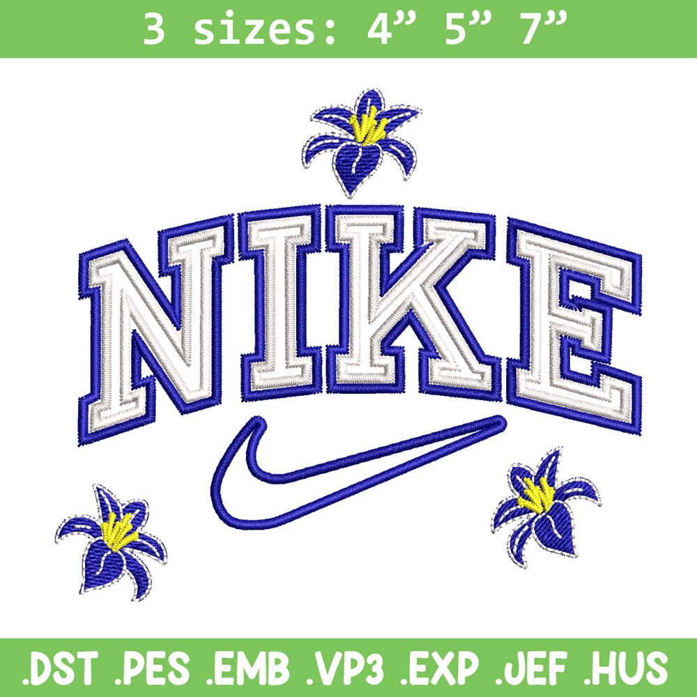 Nike flower embroidery design, Flower embroidery, Nike design, Embroidery shirt, Embroidery file, Digital download.jpg