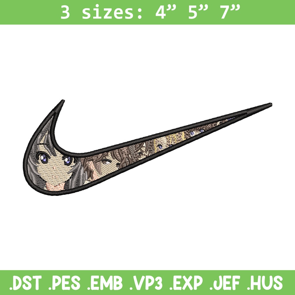 Nike mai embroidery design, Seishun Buta embroidery, Nike design,Embroidery file,Embroidery shirt,Digital download.jpg