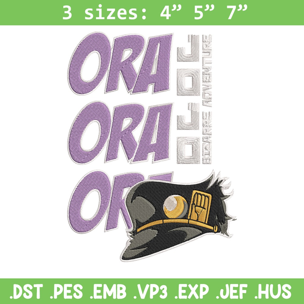Ora Ora Ora Embroidery Design, Jojo Embroidery, Embroidery File, Anime Embroidery, Anime shirt, Digital download.jpg