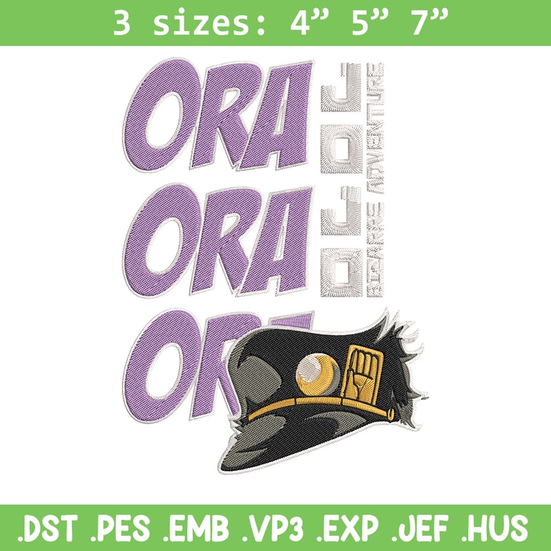 Ora Ora Ora Embroidery Design, Jojo Embroidery, Embroidery File, Anime Embroidery, Anime shirt, Digital download.jpg