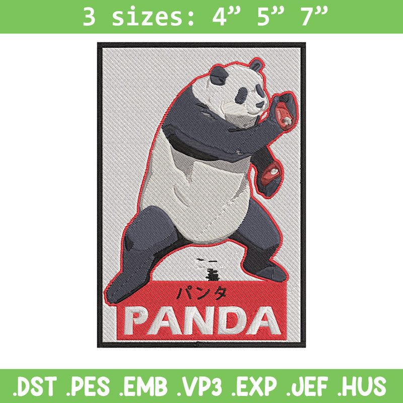 Panda jjk Embroidery Design, Jujutsu Embroidery, Embroidery File, Anime Embroidery, Anime shirt, Digital download.jpg