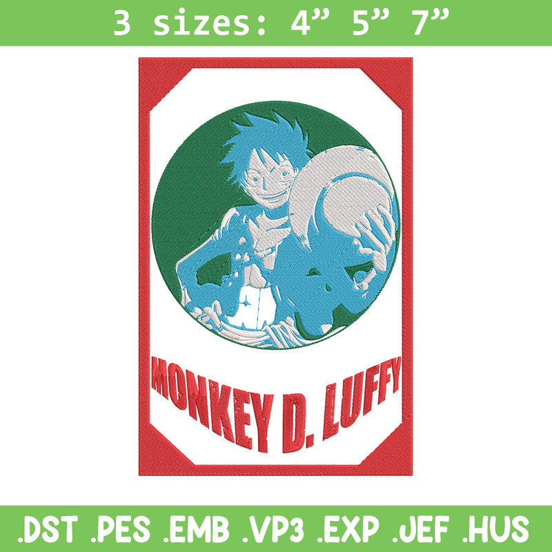Poster luffy Embroidery Design, One piece Embroidery, Embroidery File, Anime Embroidery, Anime shirt, Digital download.jpg