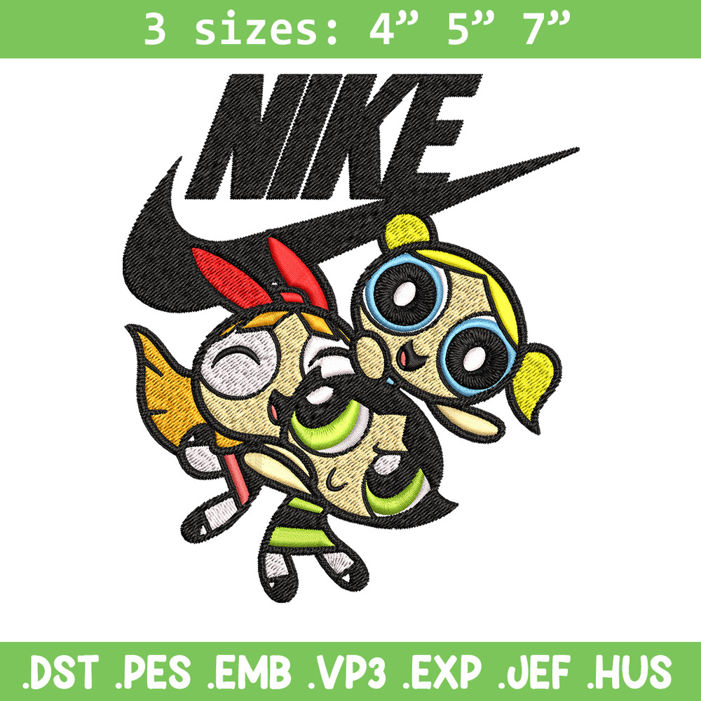 Powerpuff Girls Nike Embroidery design, Powerpuff Girls Embroidery, Nike design, Embroidery file, Instant download..jpg