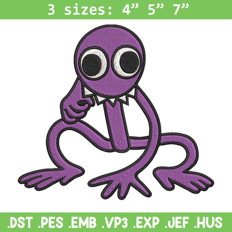 Purple Rainbow Embroidery Design, Rainbow Friends Embroidery, Embroidery File, Anime Embroidery, Digital download.jpg