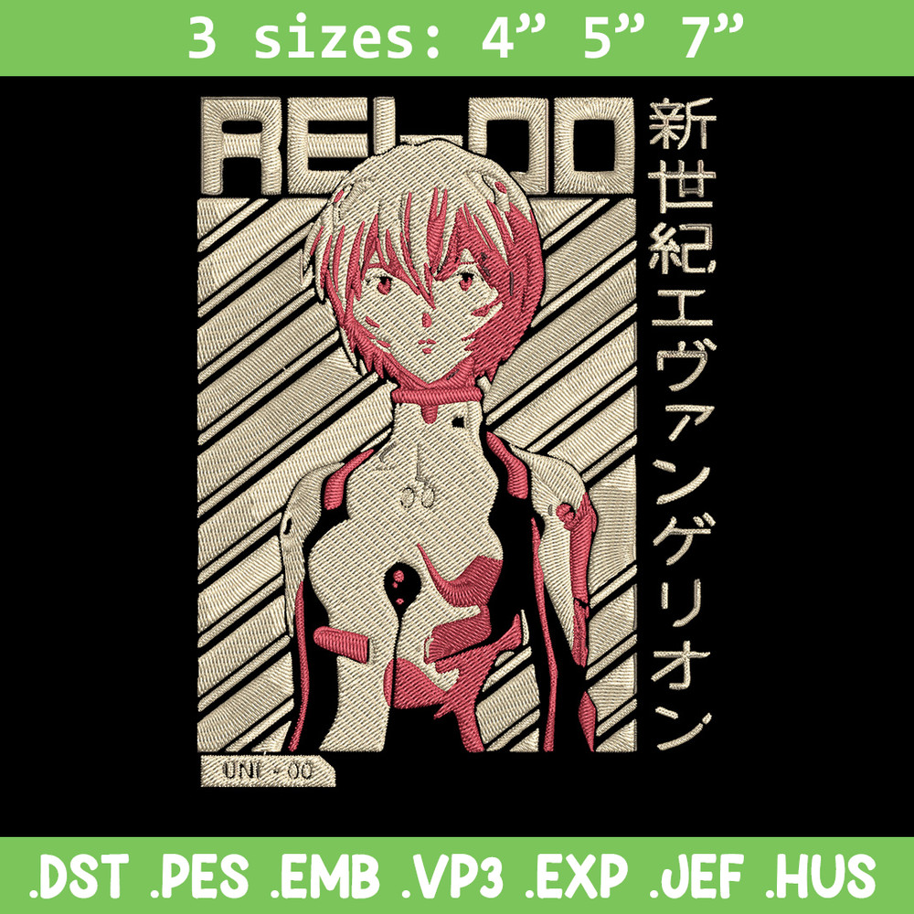 Rei Ayanami Embroidery Design, Evangelion Embroidery, Embroidery File, Anime Embroidery, Anime shirt, Digital download.jpg