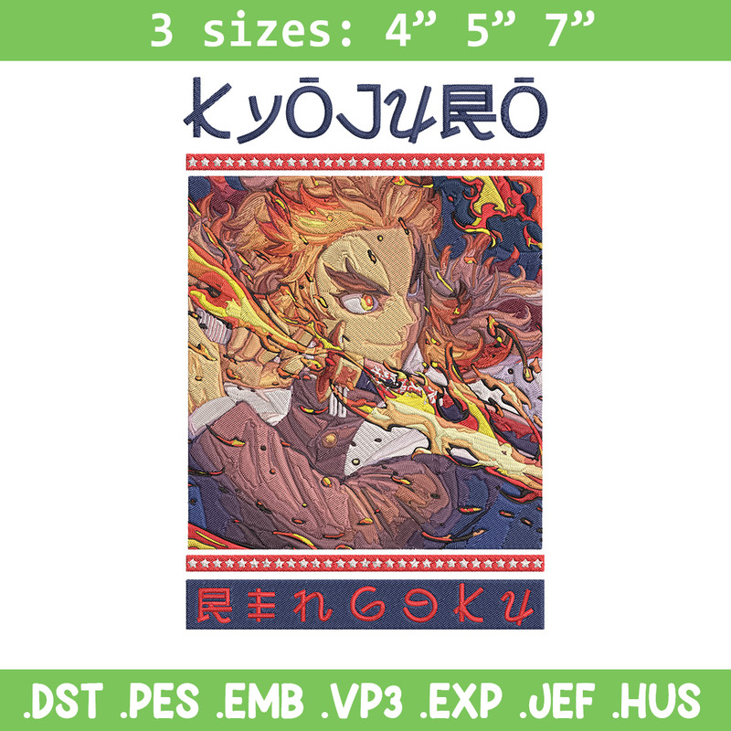 Rengoku Embroidery Design, Demon slayer Embroidery, Embroidery File, Anime Embroidery, Anime shirt, Digital download.jpg
