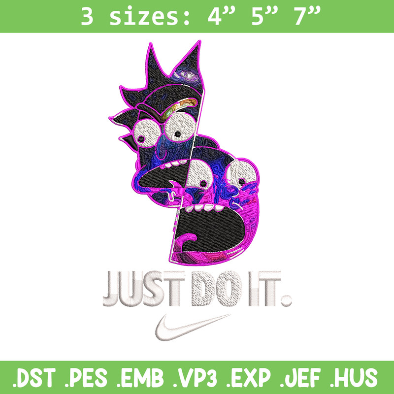 Rick and Morty x Just Rick It Embroidery design, Cartoon Embroidery, Logo Nike design, Embroidery file, Instant download.jpg